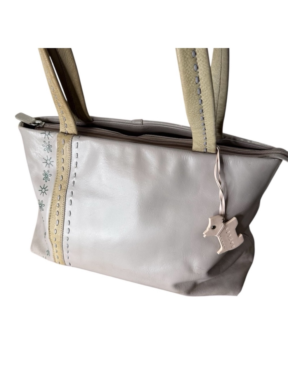 RADLEY LONDON Light Lavender Cream Shoulder Bag Leather Double Handles *FLAW*